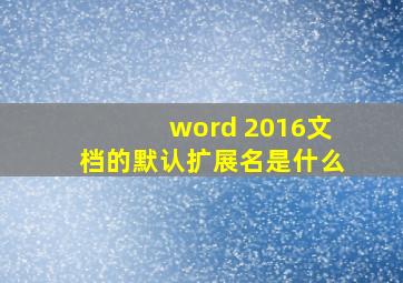 word 2016文档的默认扩展名是什么